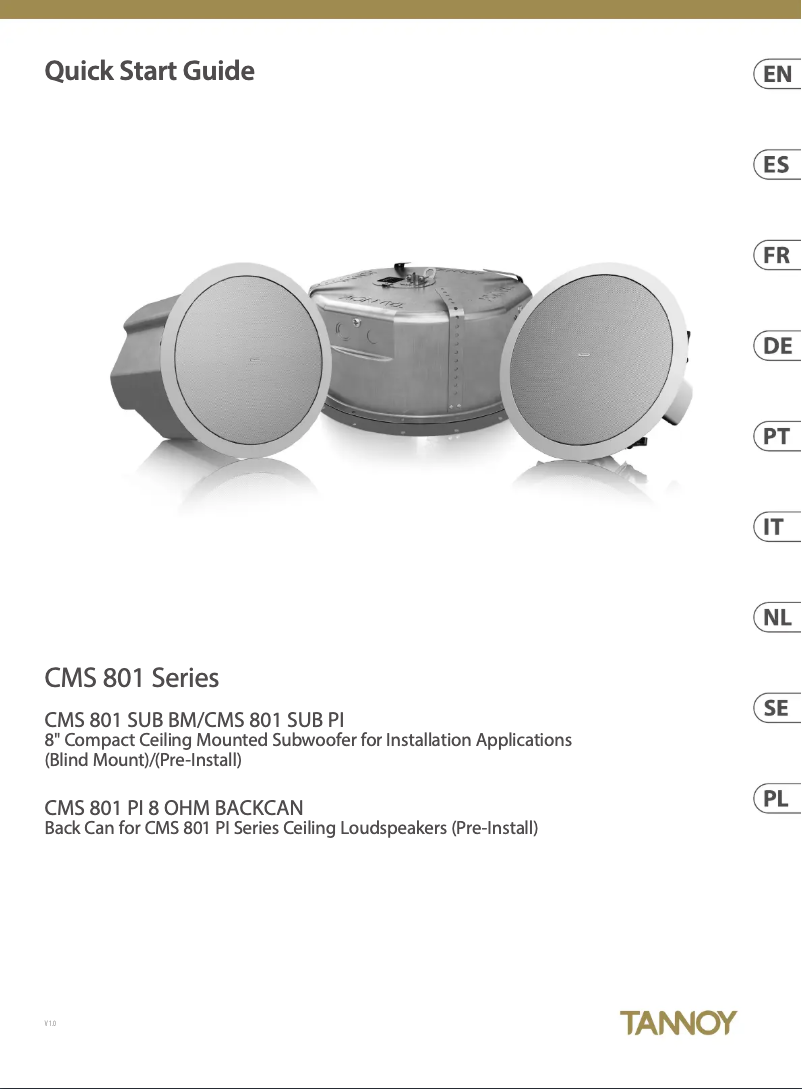 Page 1 of the manual Quick Start Guide Tannoy CMS 801 SUB BM