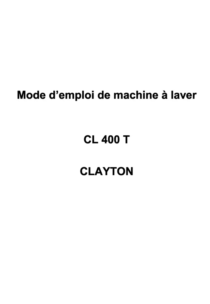 Page 1 of the manual User Manual Clayton CL400T