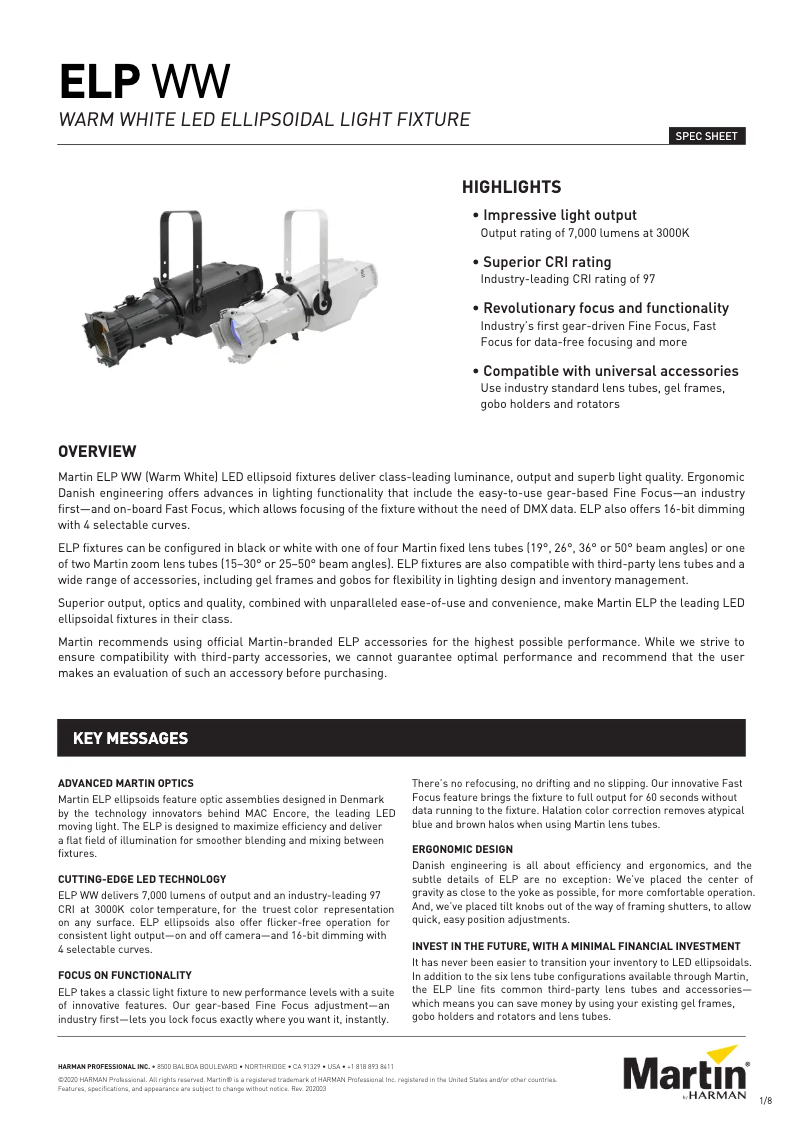 First page image of the manual for ELP WW LED Profile