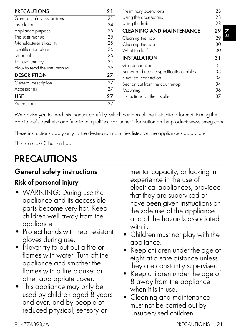 First page image of the manual for PGF75SA