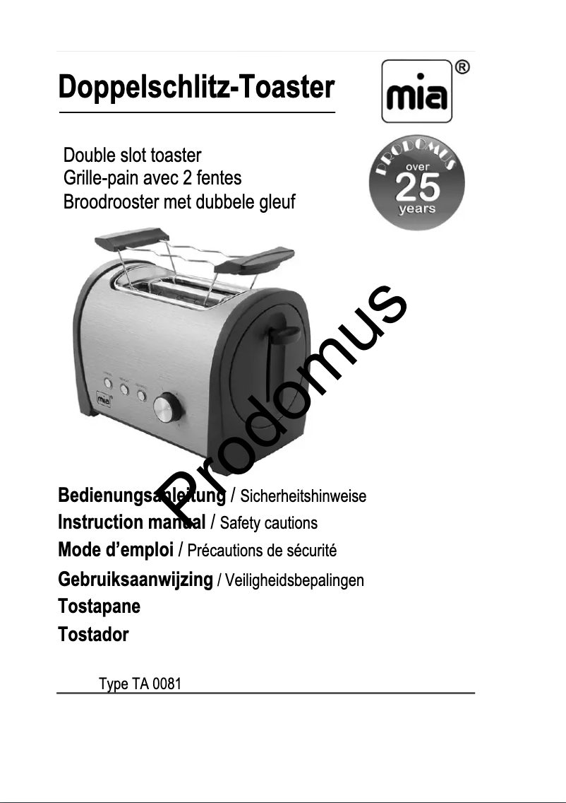 First page image of the manual for TA 0081