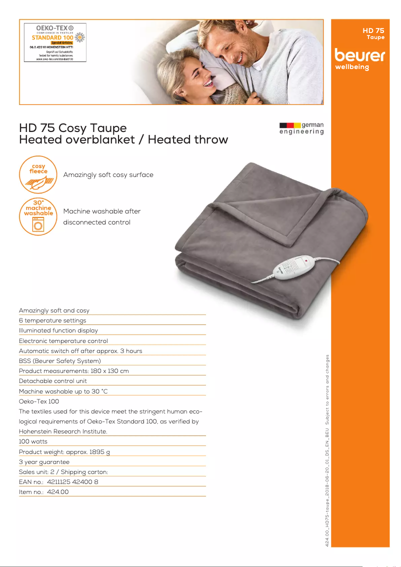 First page image of the manual for HD 75 Cosy