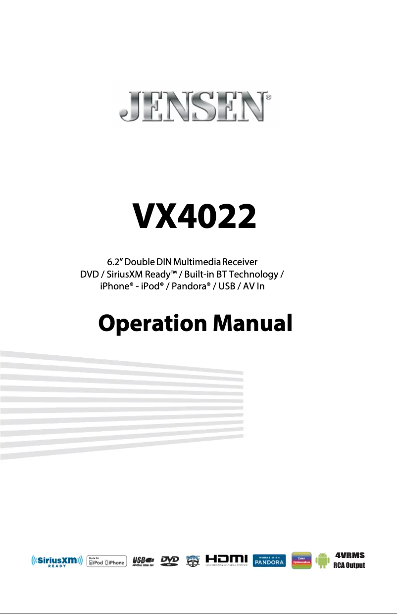Page 1 of the manual User Manual Jensen VX4022