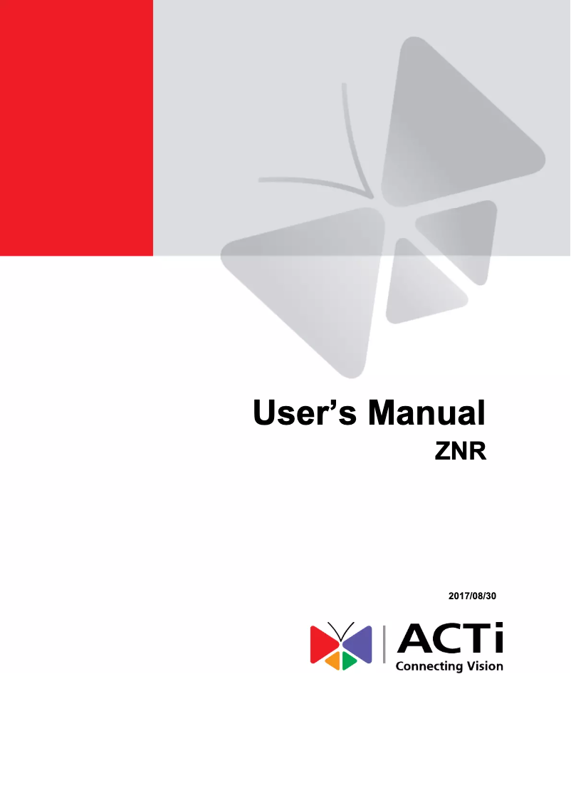Page 1 of the manual User Manual ACTi ZNR-120P