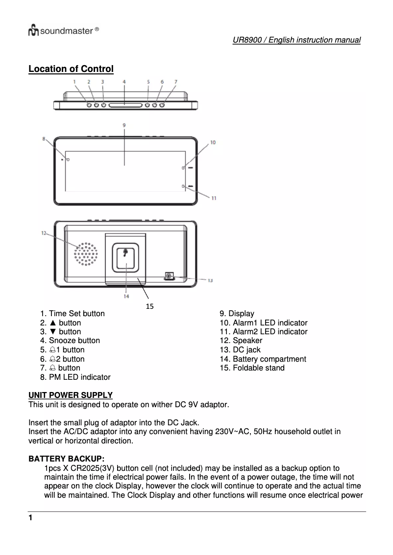 First page image of the manual for UR8900