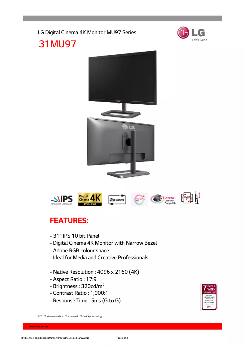 First page image of the manual for 31MU97-B