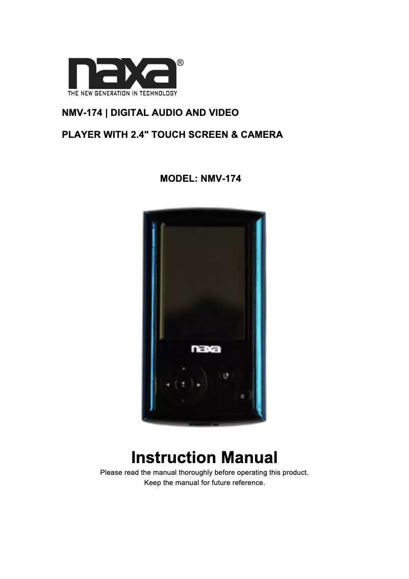 Page 1 de la notice Manuel utilisateur Naxa NMV-174