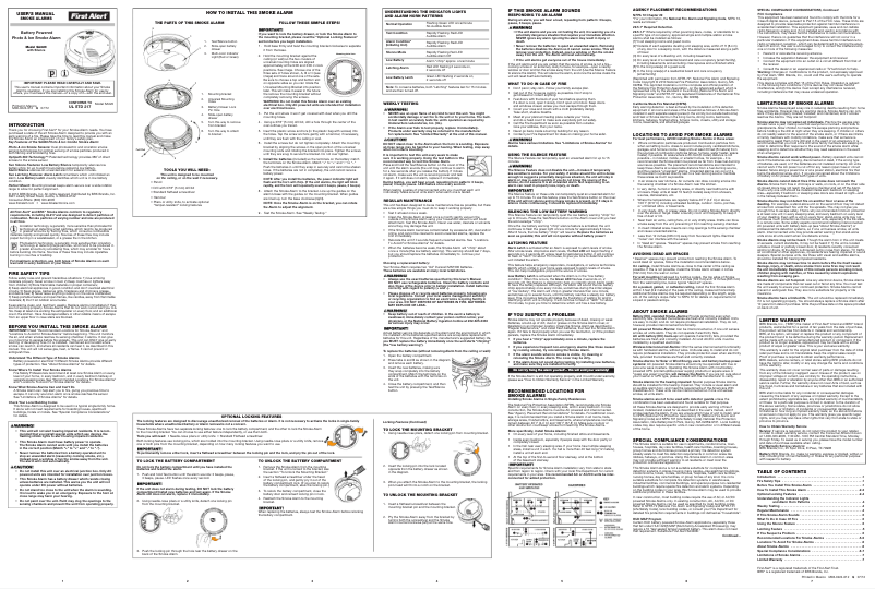 Page 1 of the manual User Manual First Alert SA320
