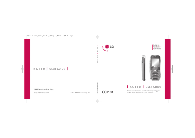 Page 1 of the manual User Manual LG KG110