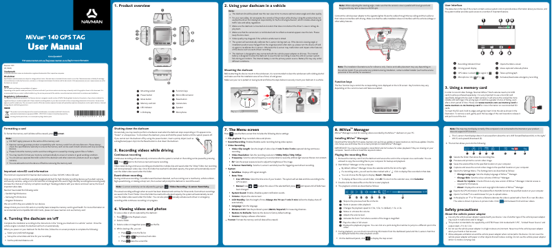Page 1 of the manual User Manual Navman MiVue 140 GPS TAG