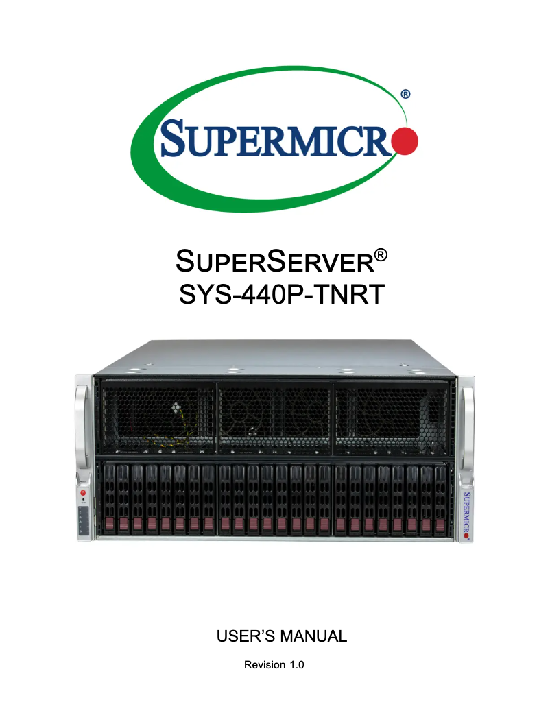 First page image of the manual for SuperServer SYS-440P-TNRT