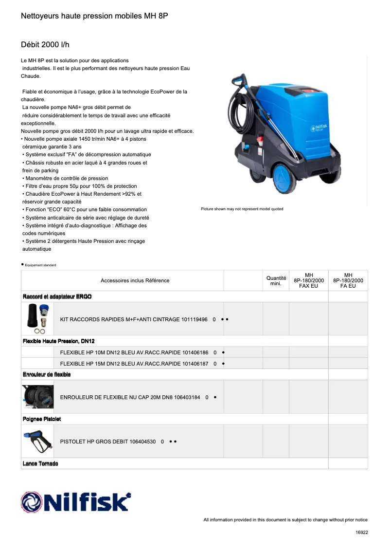 First page image of the manual for MH 8P