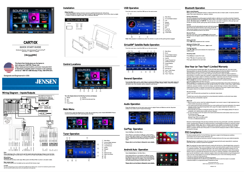 First page image of the manual for CAR710X