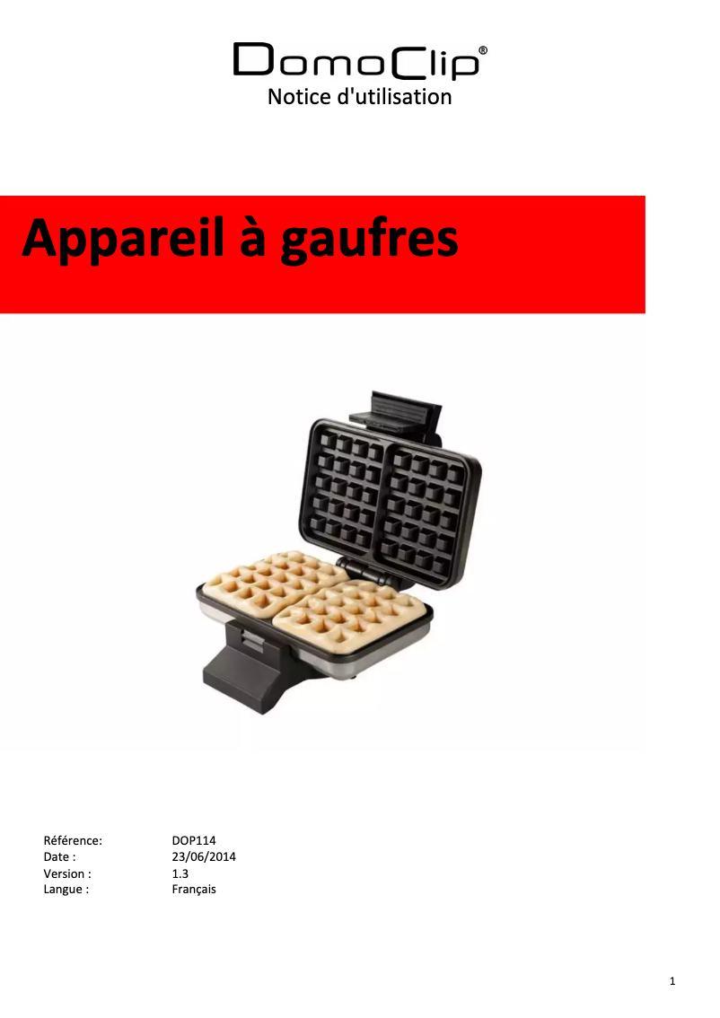 First page image of the manual for DOP114