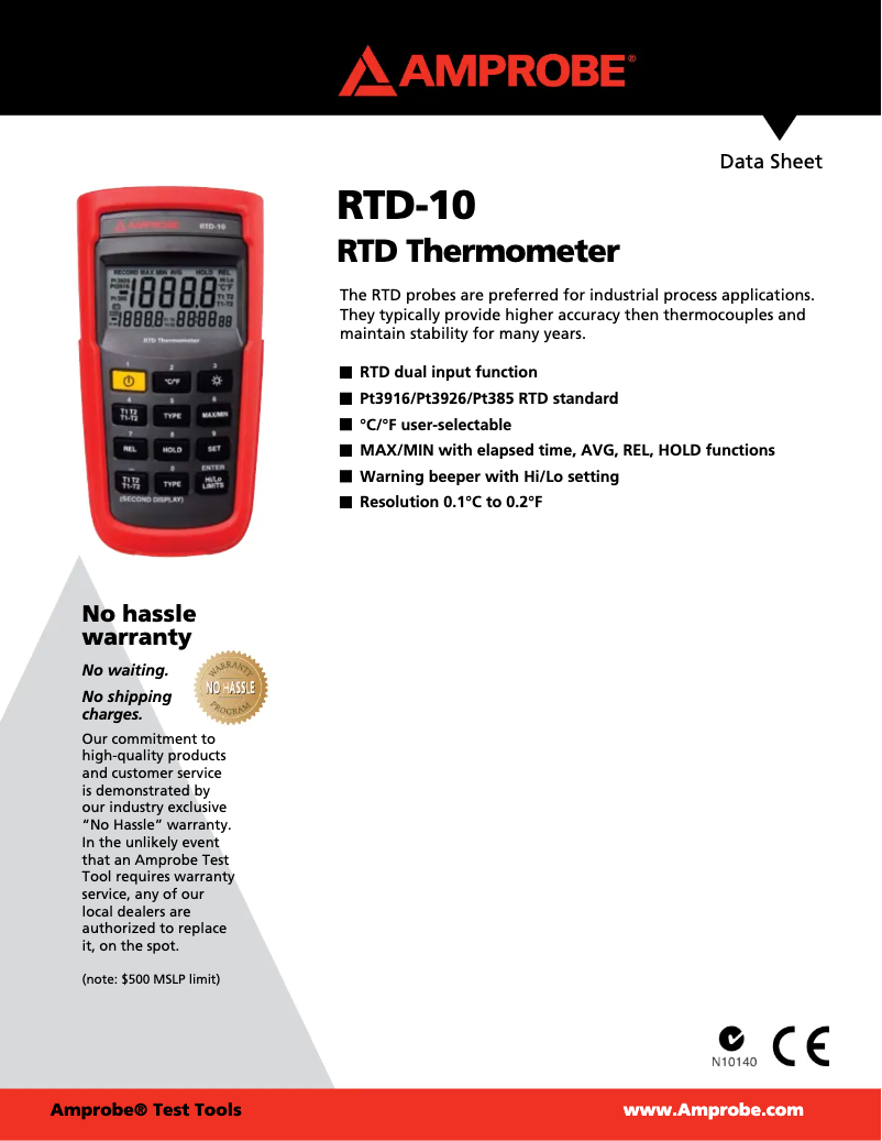 First page image of the manual for RTD-10