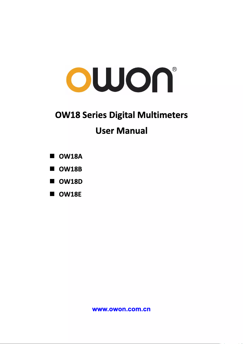 First page image of the manual for OW18B