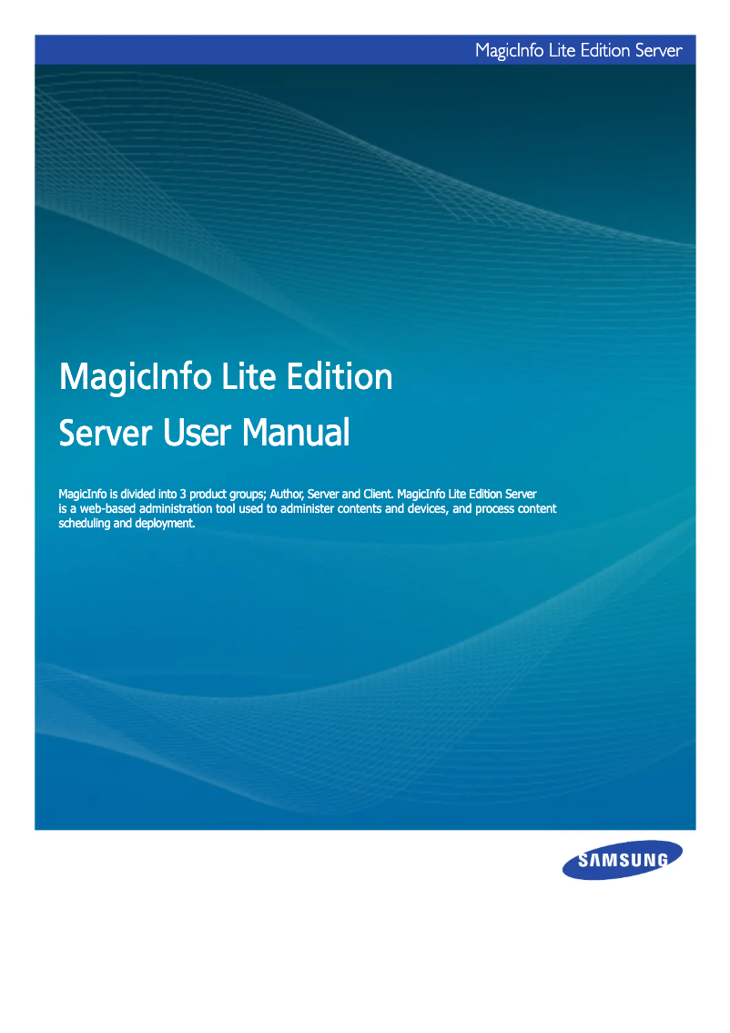 Page 1 of the manual User Manual Samsung MagicInfo Lite Server