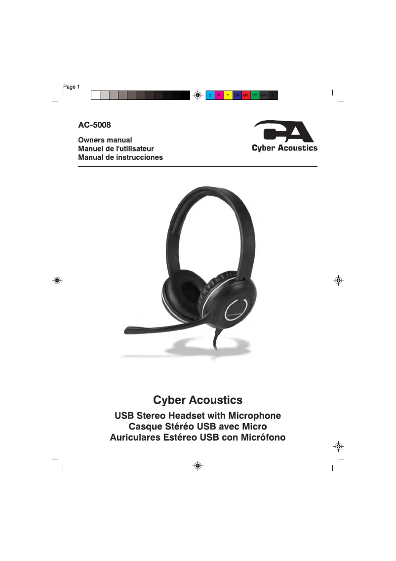 Page 1 of the manual User Manual Cyber Acoustics AC-5008