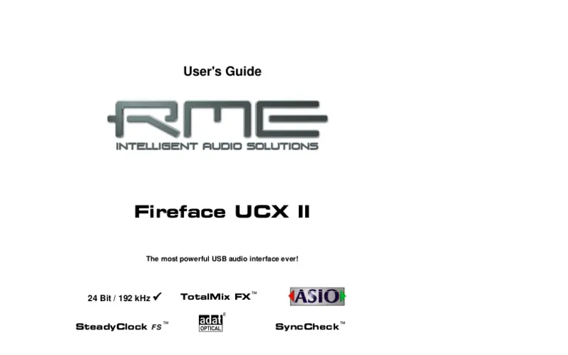 Page 1 of the manual User Manual RME Fireface UCX II