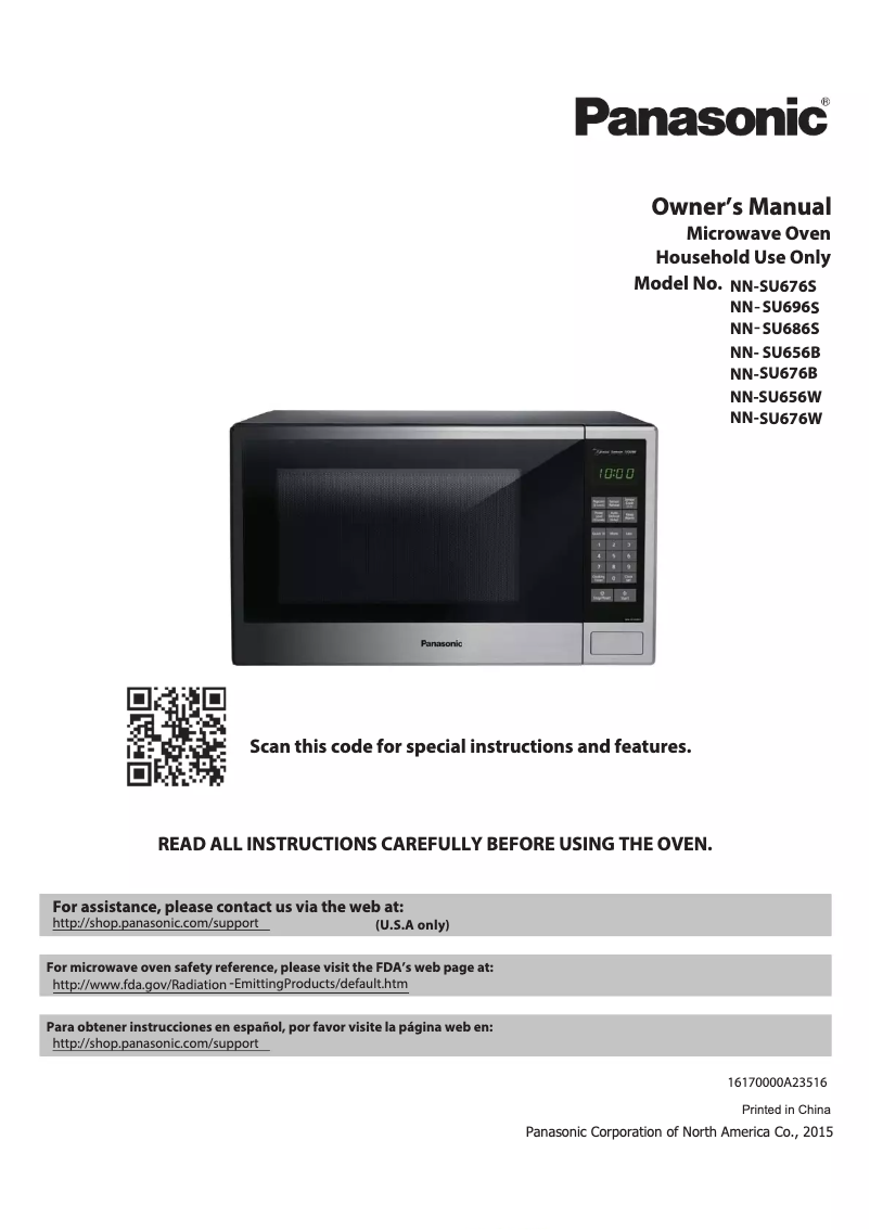 Page 1 of the manual User Manual Panasonic NN-SU686S