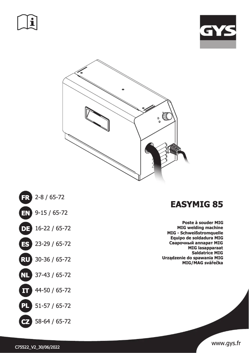 Page 1 of the manual User Manual GYS EasyMig 85