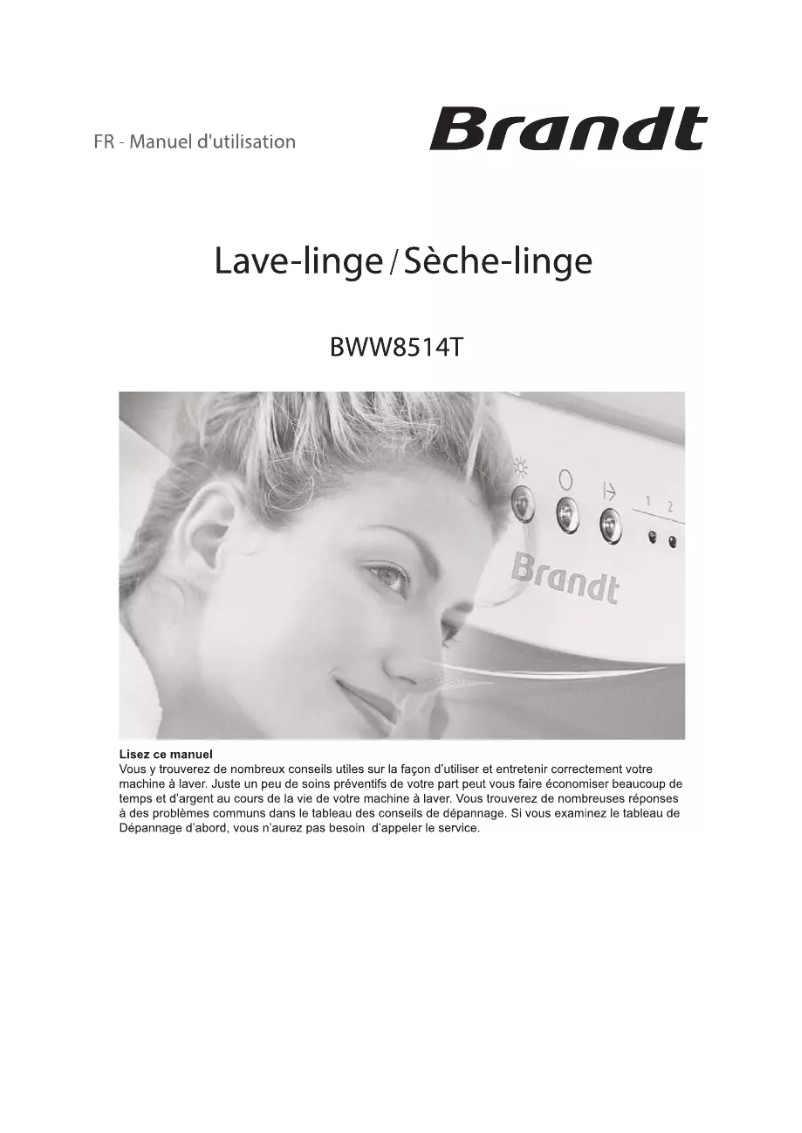 Page 1 of the manual Instruction Manual Brandt BWW8514T