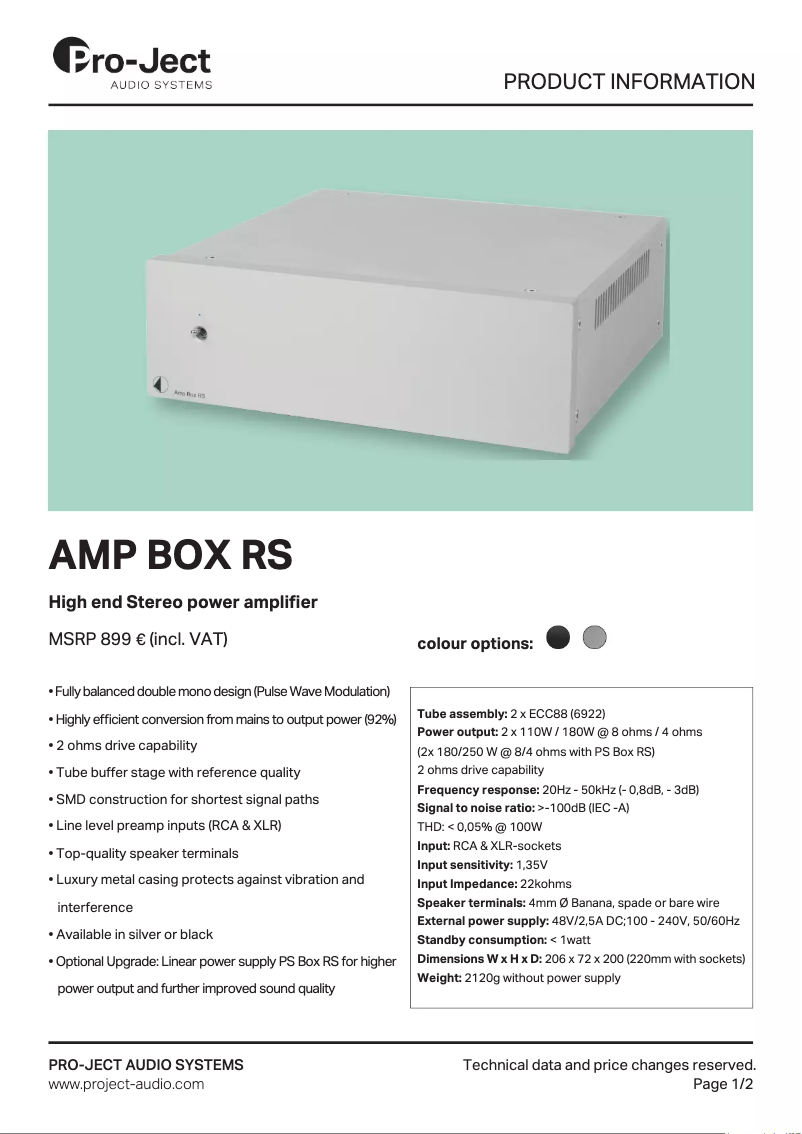 Image de la première page du manuel de l'appareil Amp Box RS