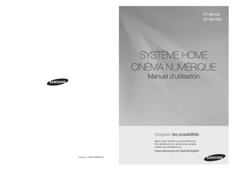 First page image of the manual for HT-XA100RS