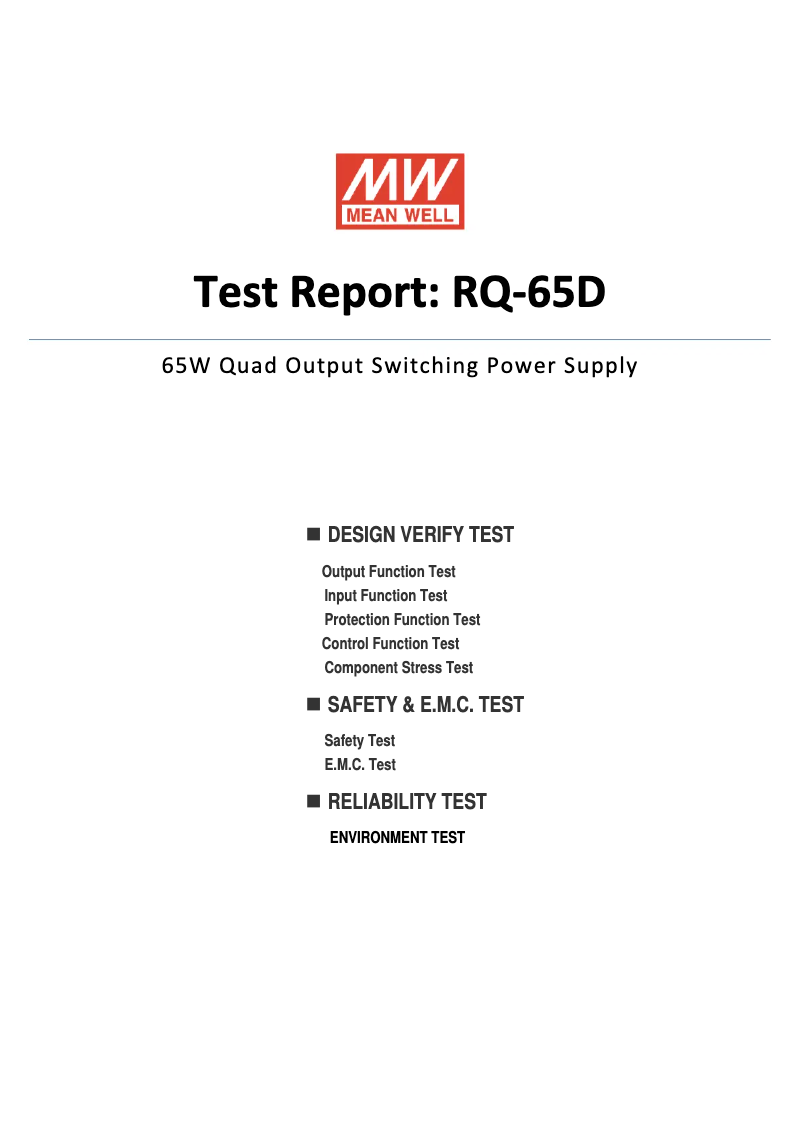 First page image of the manual for RQ-65D