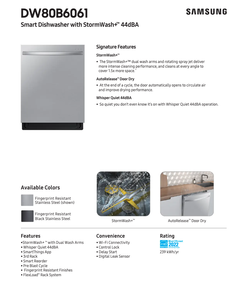 First page image of the manual for DW80B6061UG