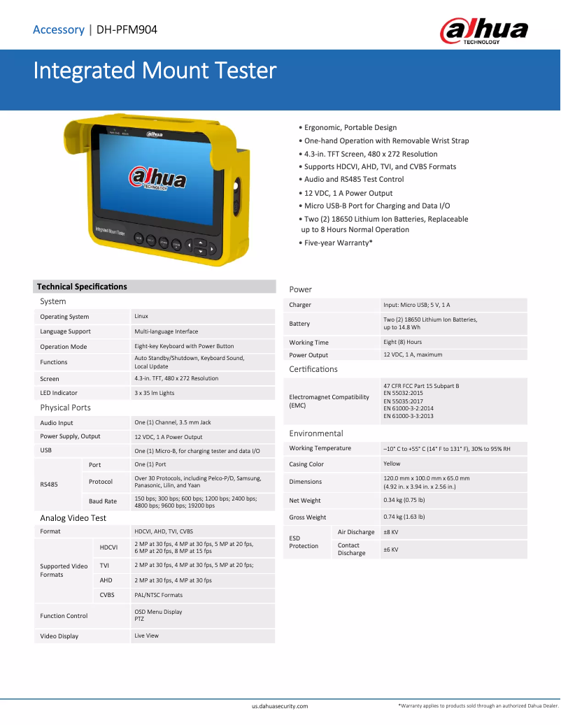 First page image of the manual for DH-PFM904