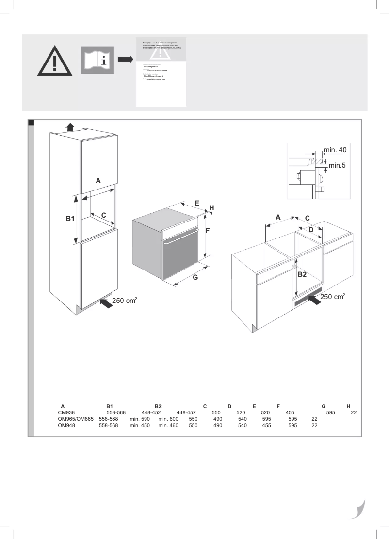 Page 1 of the manual Installation Guide Etna OM165ZT