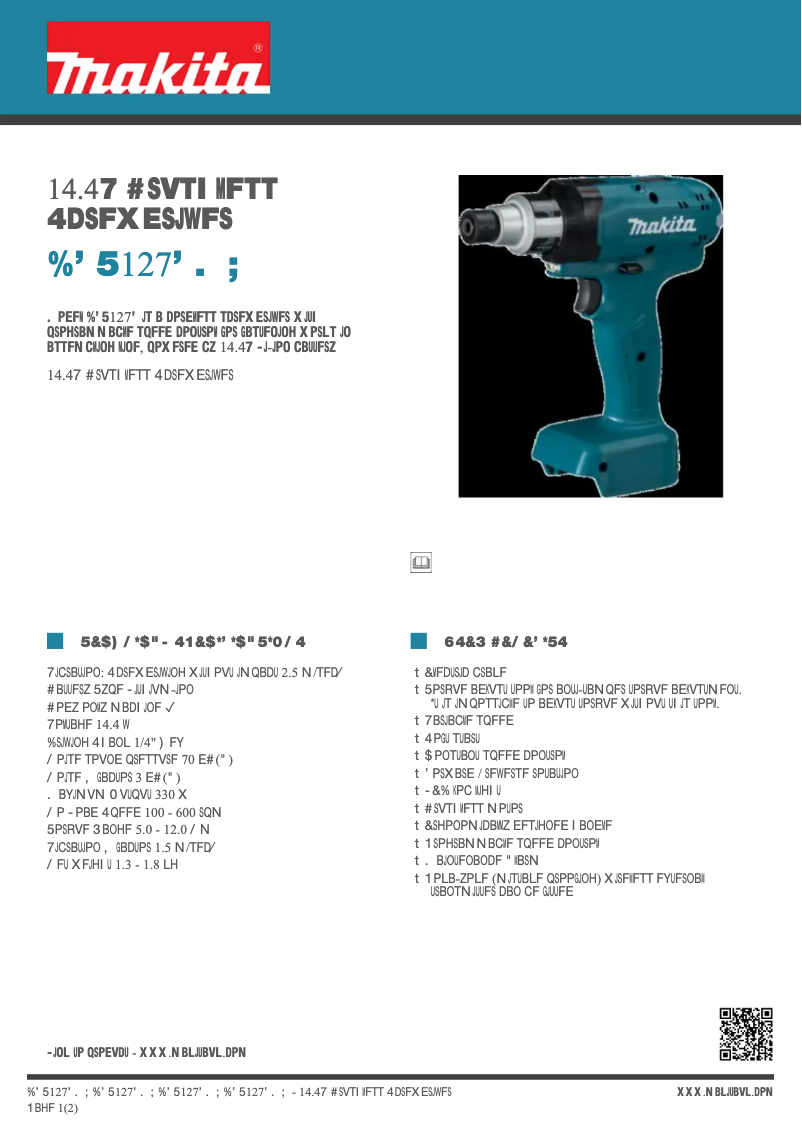 Page 1 of the manual Technical Sheet Makita DFT127FMZ