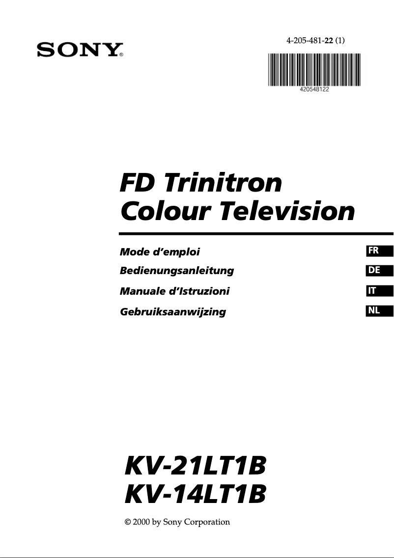 Page 1 of the manual User Manual Sony KV-14LT1