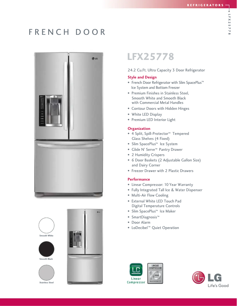 First page image of the manual for LFX25778SW