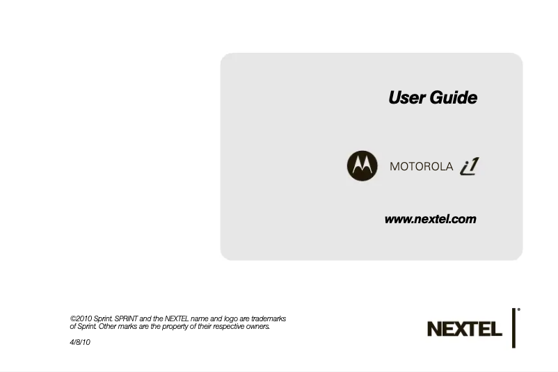 Page 1 of the manual User Manual Motorola i1