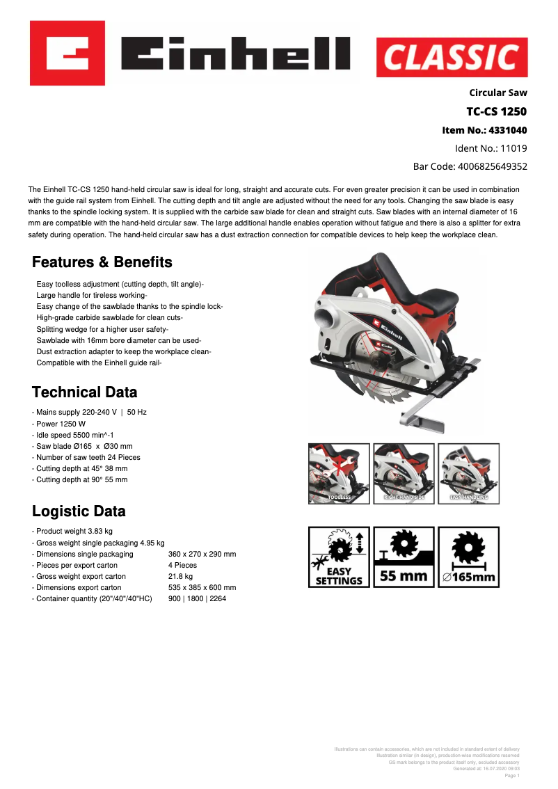 First page image of the manual for TC-CS 1250