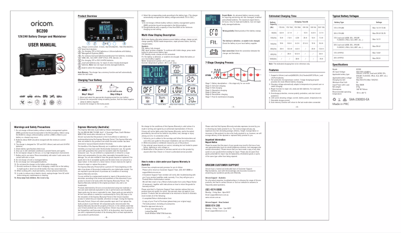 Page 1 de la notice Manuel utilisateur Oricom BC200