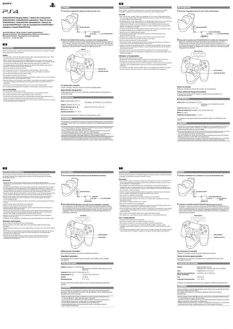 Page 1 of the manual User Manual Sony DualShock 4 (PS4)