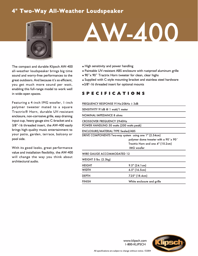 First page image of the manual for AW-400