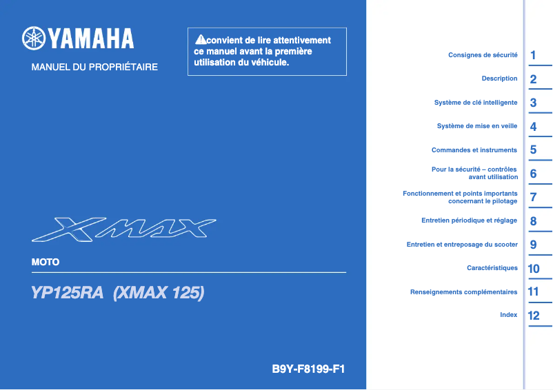 Page 1 of the manual User Manual Yamaha XMAX 125 (2022)