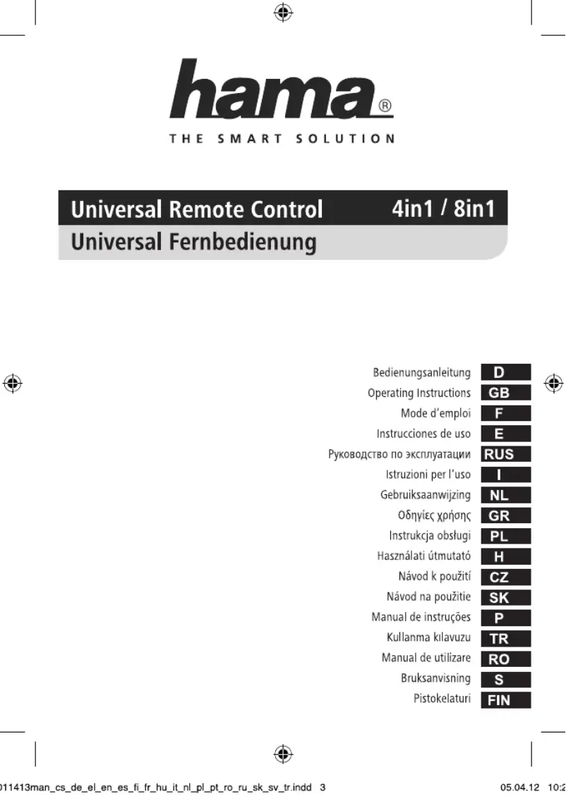 Page 1 de la notice Manuel utilisateur Hama Universal 4in1