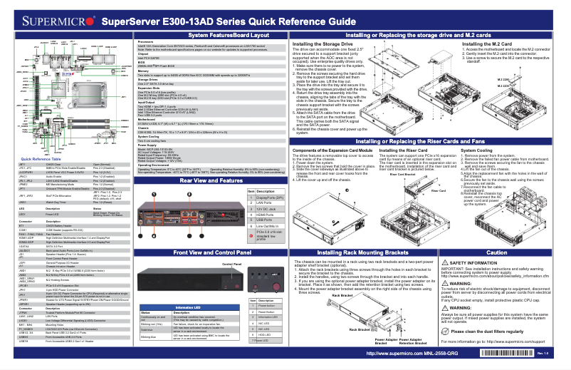 Page 1 of the manual Quick Start Guide Supermicro SuperServer SYS-E300-13AD