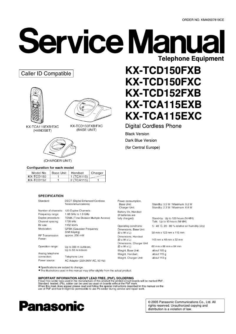 Page 1 of the manual User Manual Panasonic KX-TCD150FXB