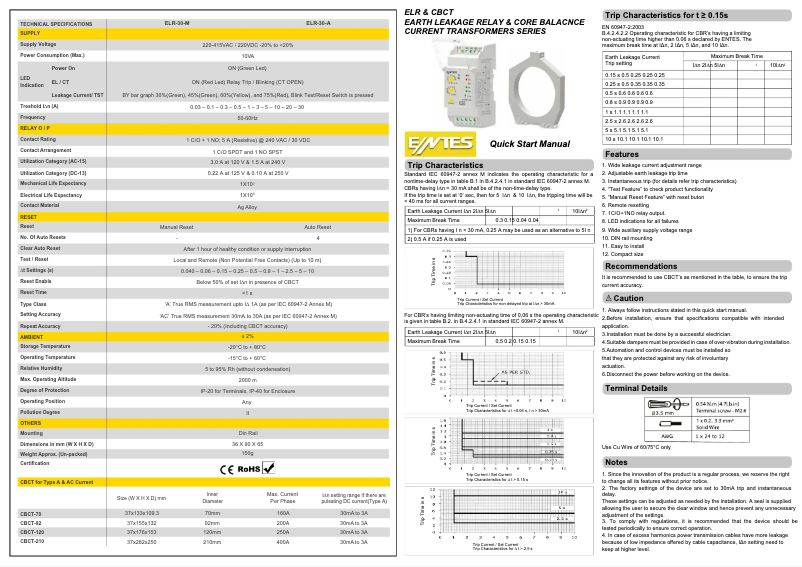 Page 1 of the manual Quick Start Guide ENTES ELR-30-A