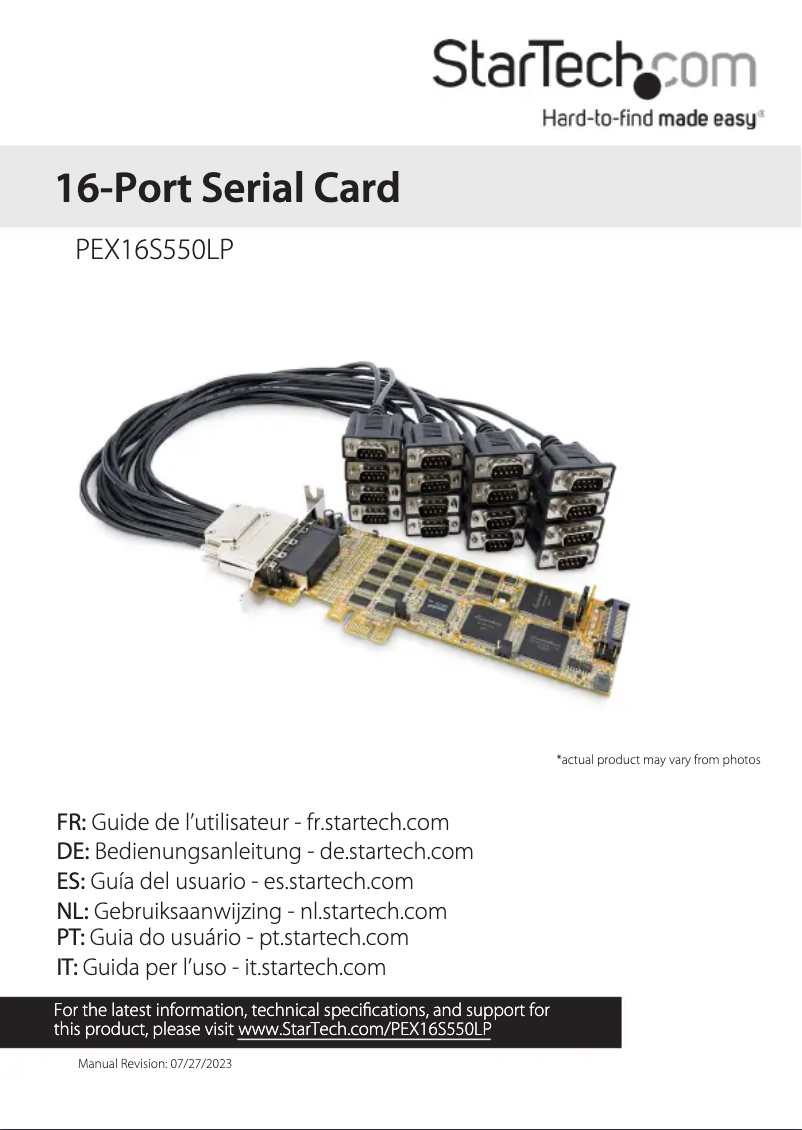 First page image of the manual for PEX16S550LP