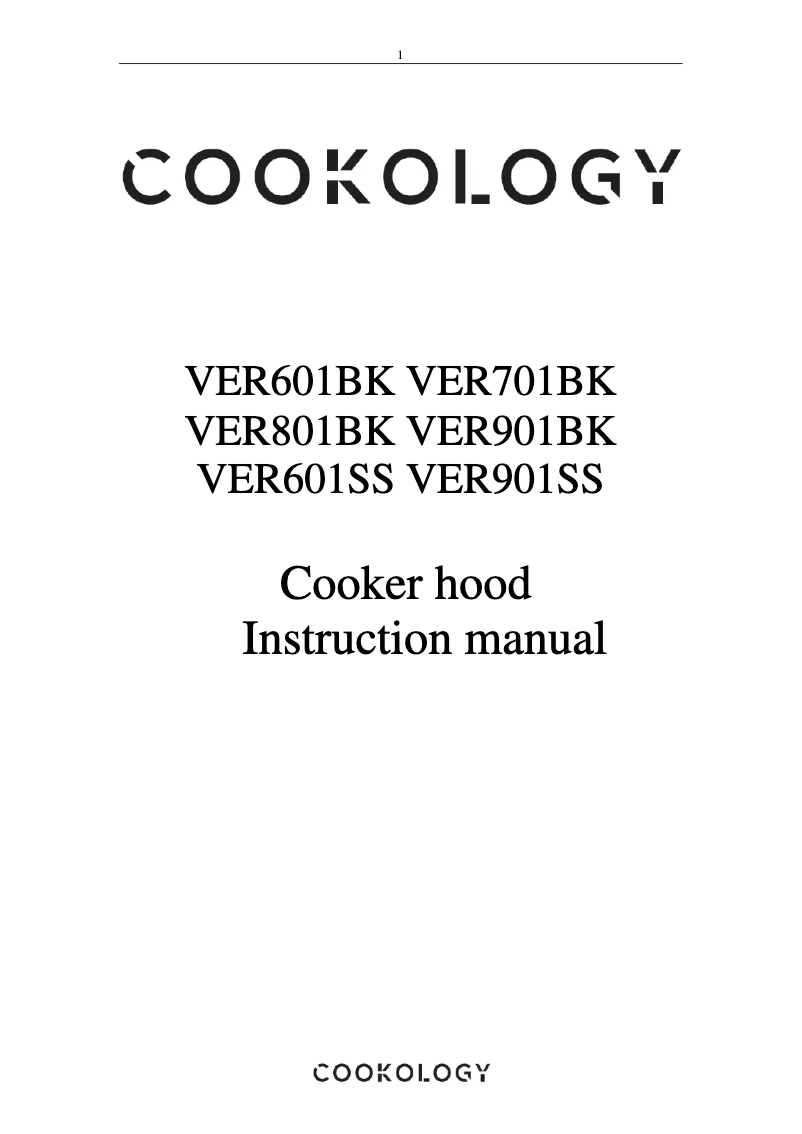 Page 1 of the manual User Manual Cookology VER601SS