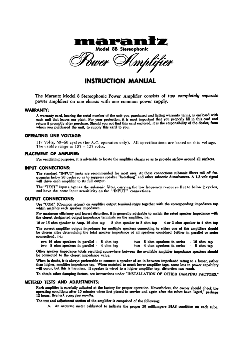 Page 1 of the manual User Manual Marantz Model 8B