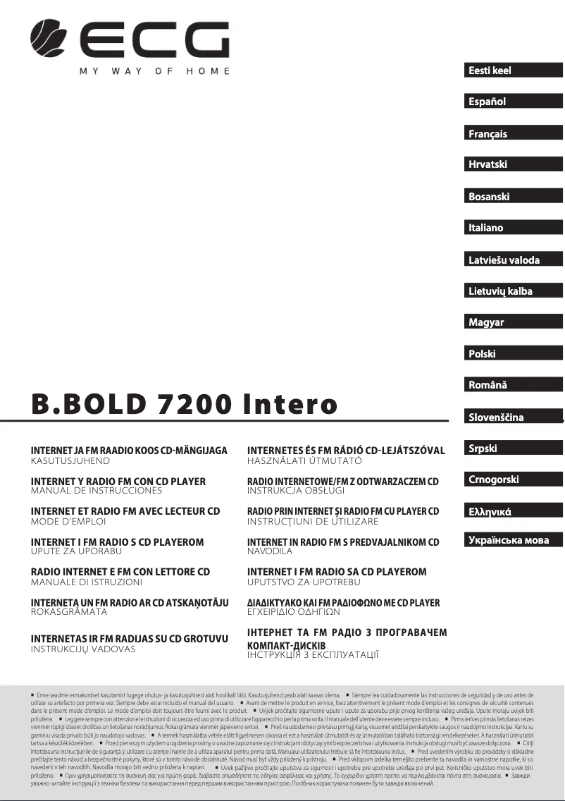 First page image of the manual for B.BOLD 7200 Intero
