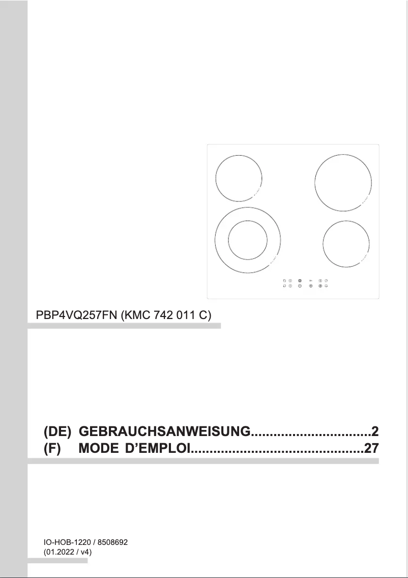 First page image of the manual for KMC 742 011 C